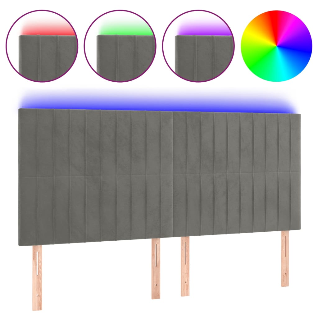 vidaXL Cabecero con luces LED terciopelo gris claro 160x5x118/128 cm