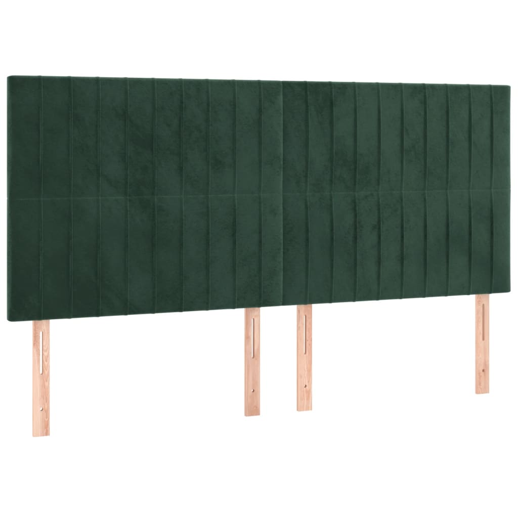 vidaXL Cabecero con luces LED terciopelo verde oscuro 160x5x118/128 cm