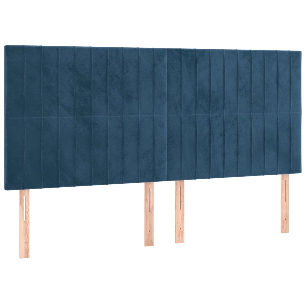 vidaXL Cabecero con luces LED terciopelo azul oscuro 160x5x118/128 cm