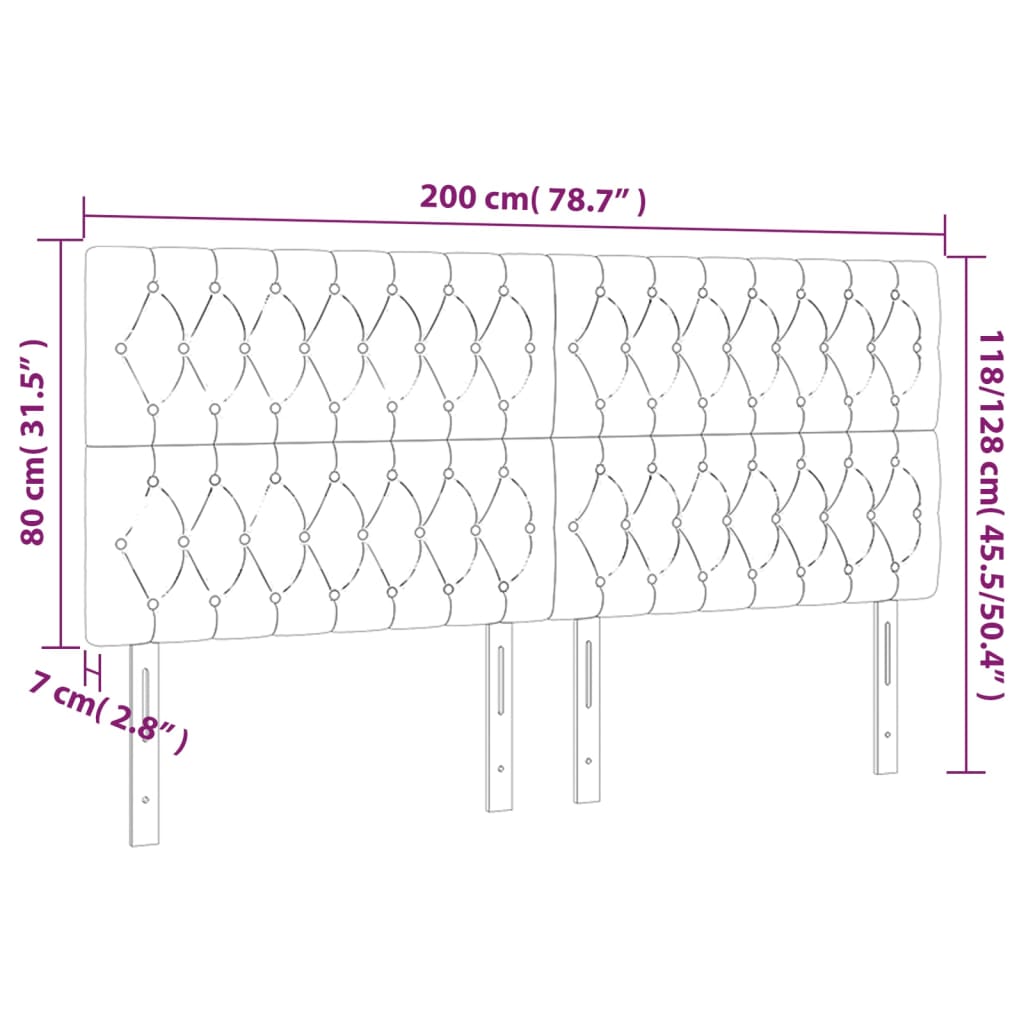 vidaXL Cabecero con luces LED terciopelo azul oscuro 200x7x118/128 cm