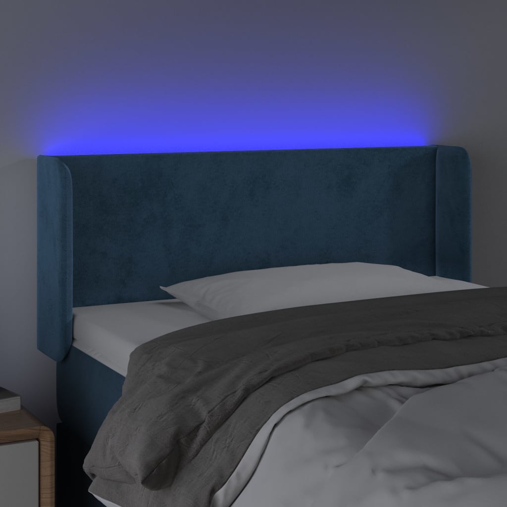 vidaXL Cabecero con LED de terciopelo azul oscuro 83x16x78/88 cm