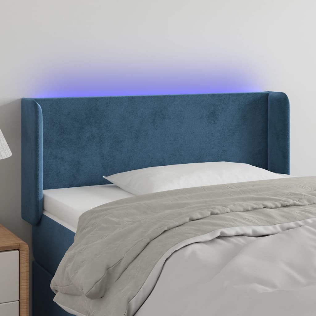 vidaXL Cabecero con LED de terciopelo azul oscuro 83x16x78/88 cm