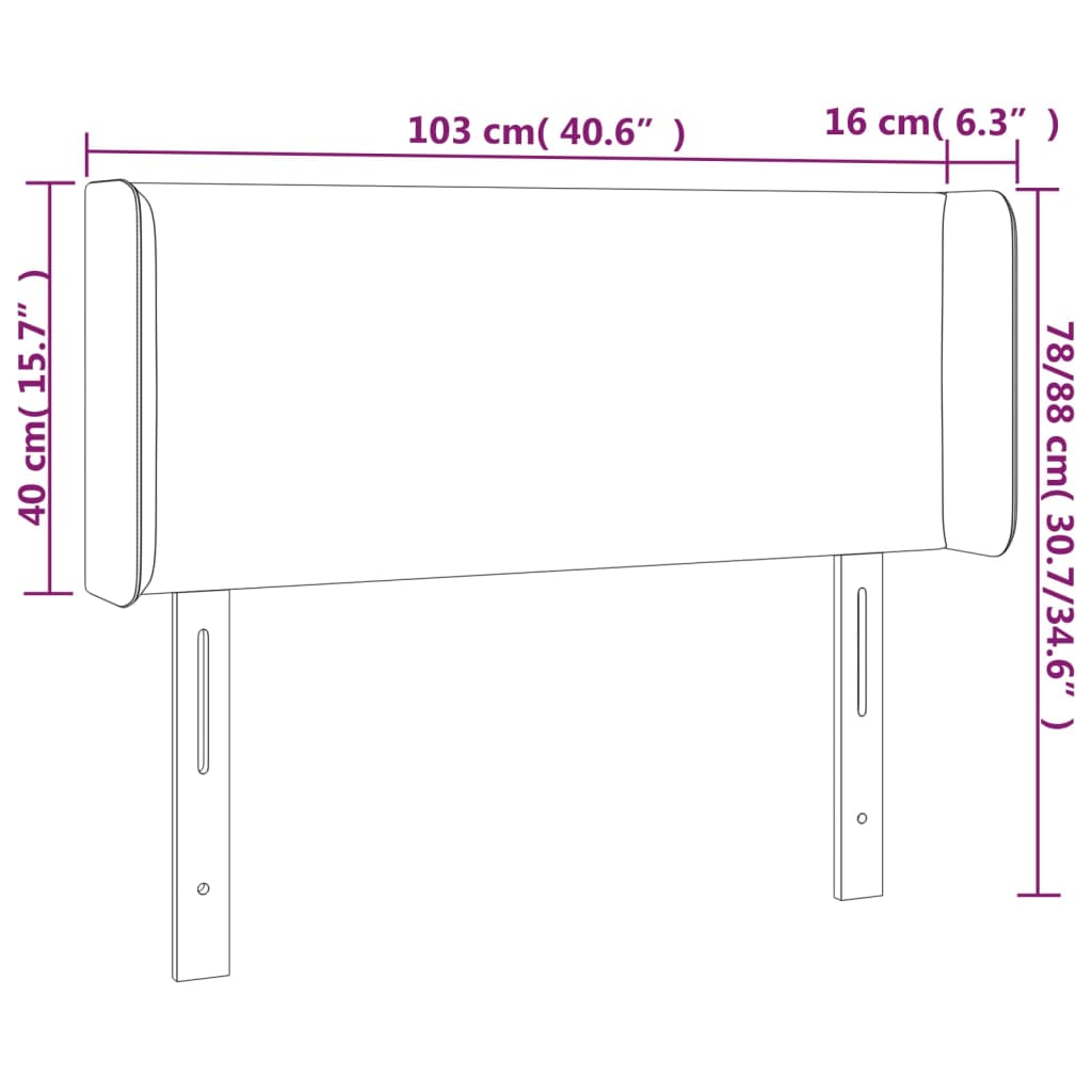 vidaXL Cabecero con LED de terciopelo gris oscuro 103x16x78/88 cm