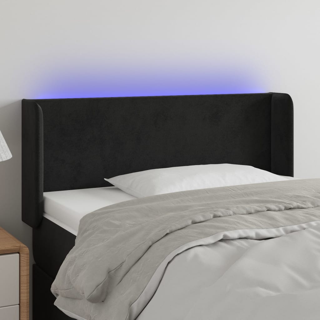 vidaXL Cabecero con LED de terciopelo negro 103x16x78/88 cm