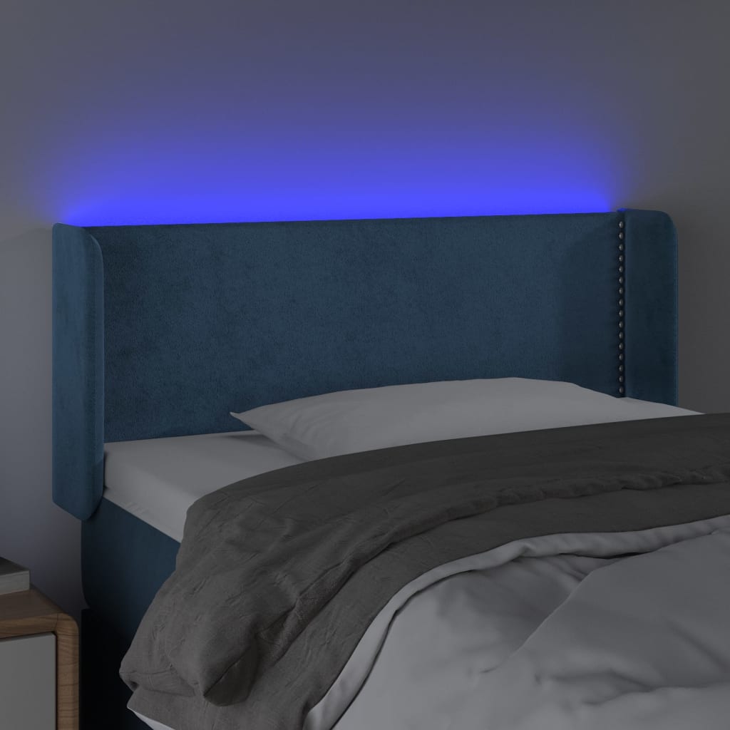 vidaXL Cabecero con LED de terciopelo azul oscuro 83x16x78/88 cm