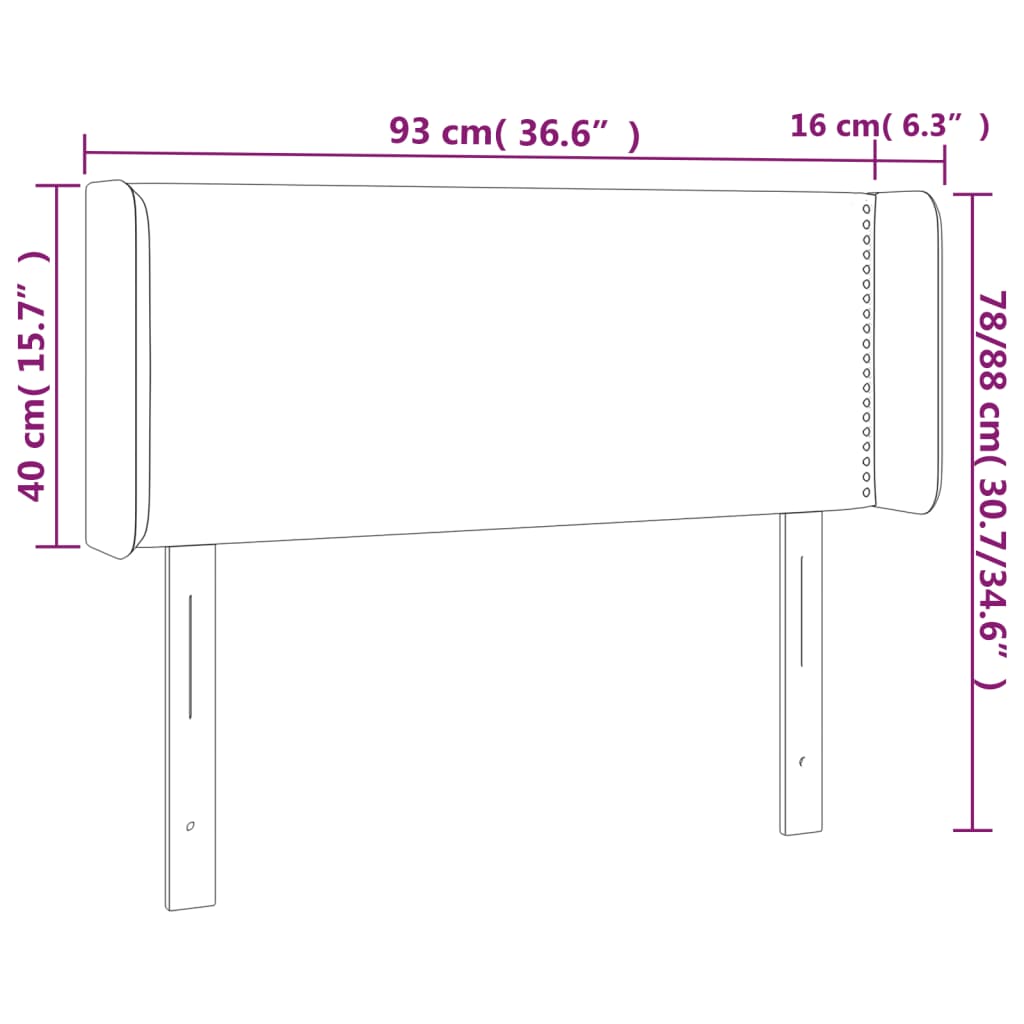 vidaXL Cabecero con LED de terciopelo negro 93x16x78/88 cm