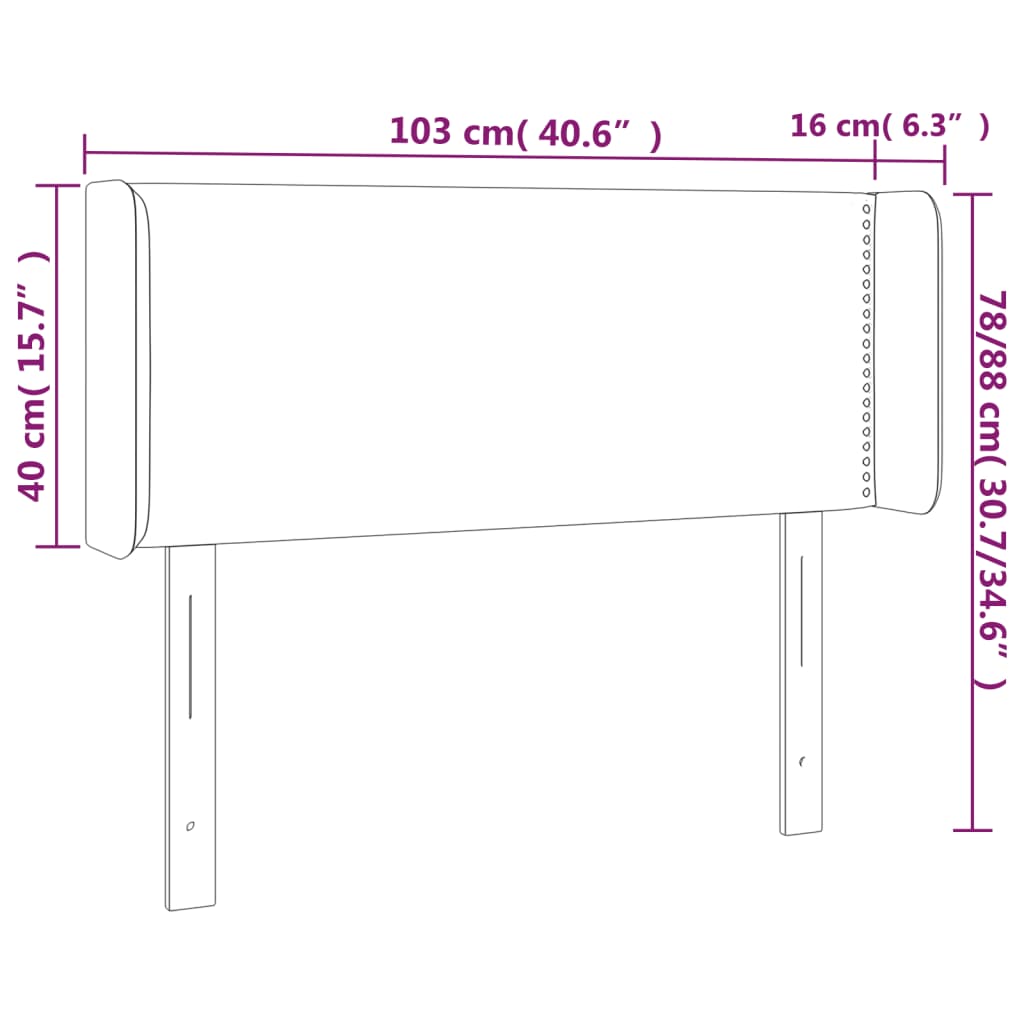 vidaXL Cabecero con LED de terciopelo gris oscuro 103x16x78/88 cm