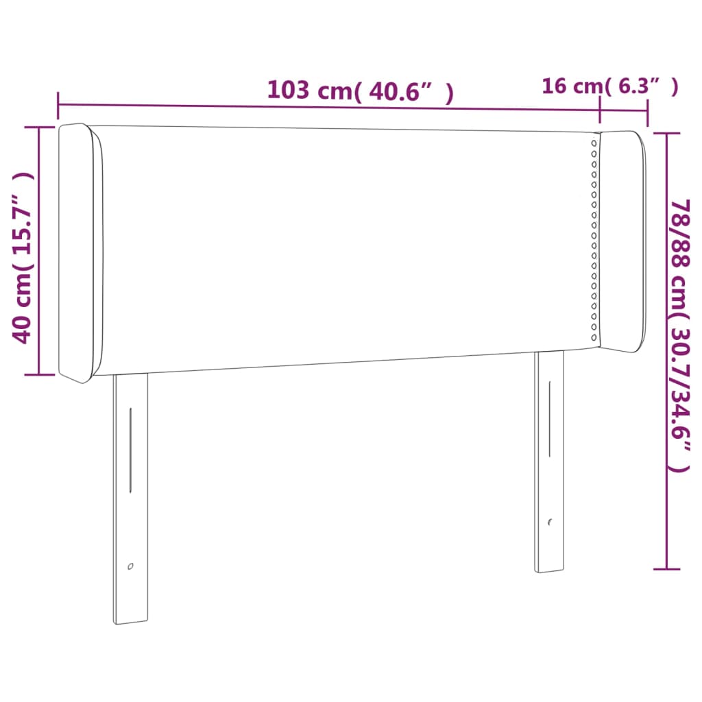 vidaXL Cabecero con LED de terciopelo rosa 103x16x78/88 cm