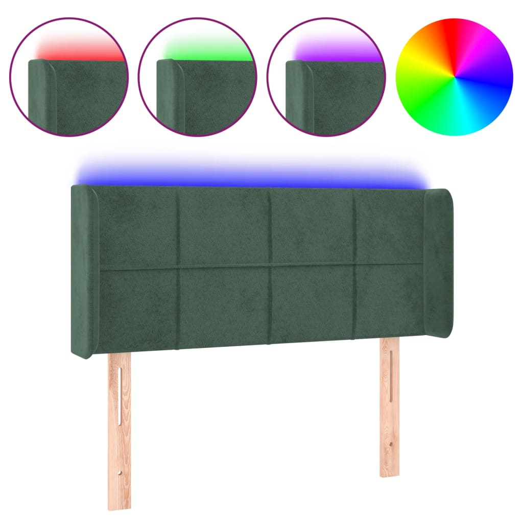 vidaXL Cabecero con LED de terciopelo verde oscuro 83x16x78/88 cm