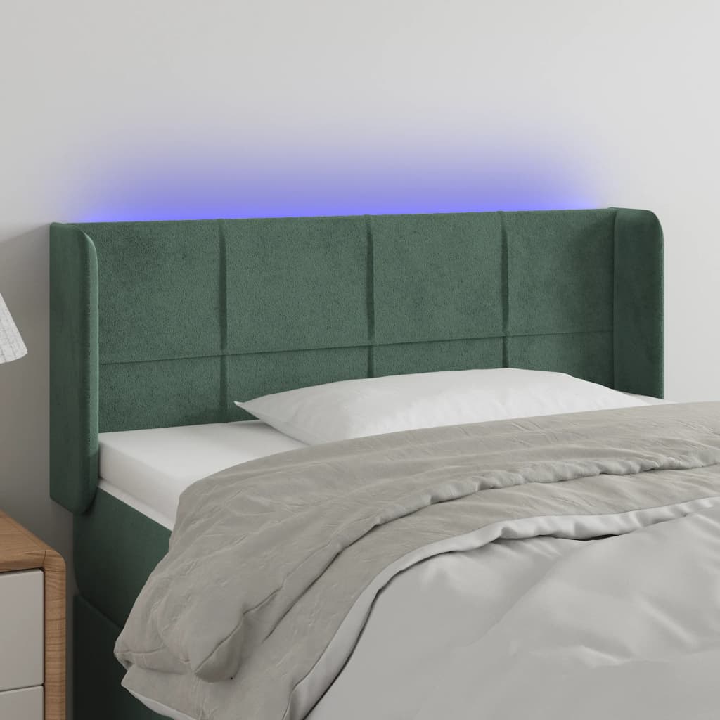 vidaXL Cabecero con LED de terciopelo verde oscuro 83x16x78/88 cm