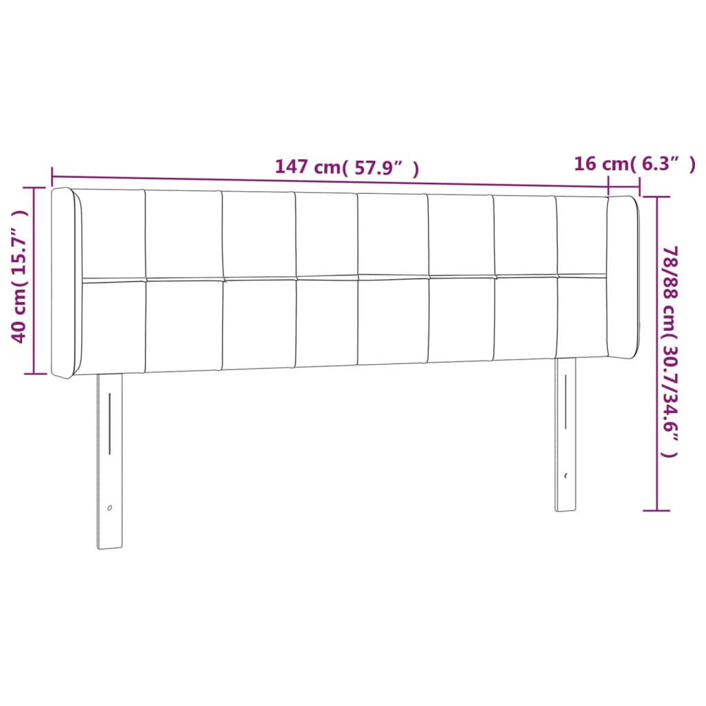 vidaXL Cabecero con LED de terciopelo azul oscuro 147x16x78/88 cm