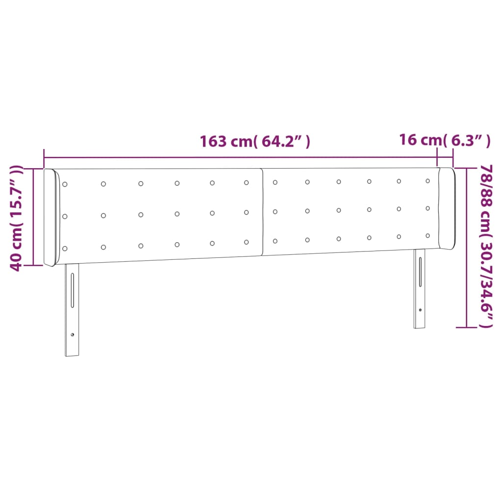 vidaXL Cabecero con LED cuero sintético gris 163x16x78/88 cm