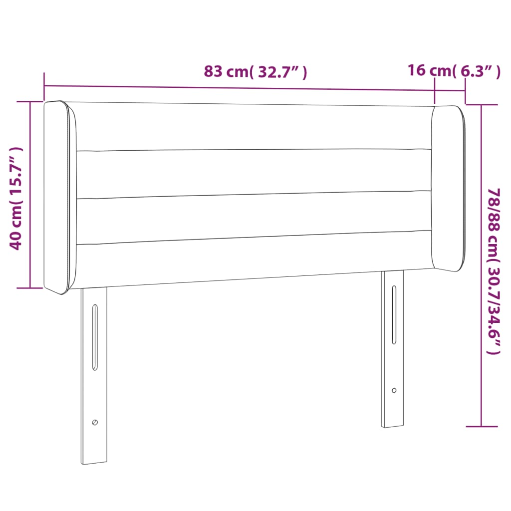 vidaXL Cabecero con LED de terciopelo negro 83x16x78/88 cm