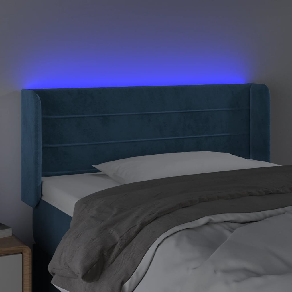 vidaXL Cabecero con LED de terciopelo azul oscuro 83x16x78/88 cm