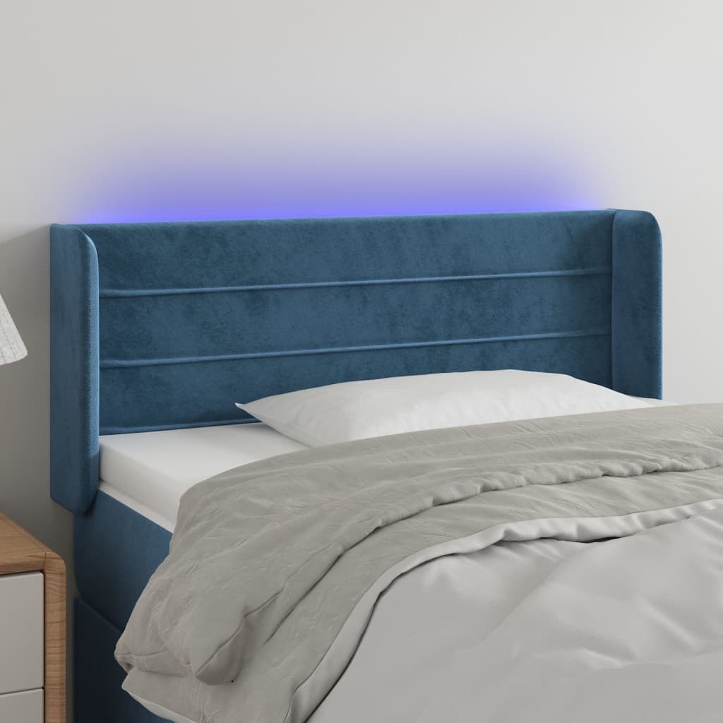 vidaXL Cabecero con LED de terciopelo azul oscuro 93x16x78/88 cm