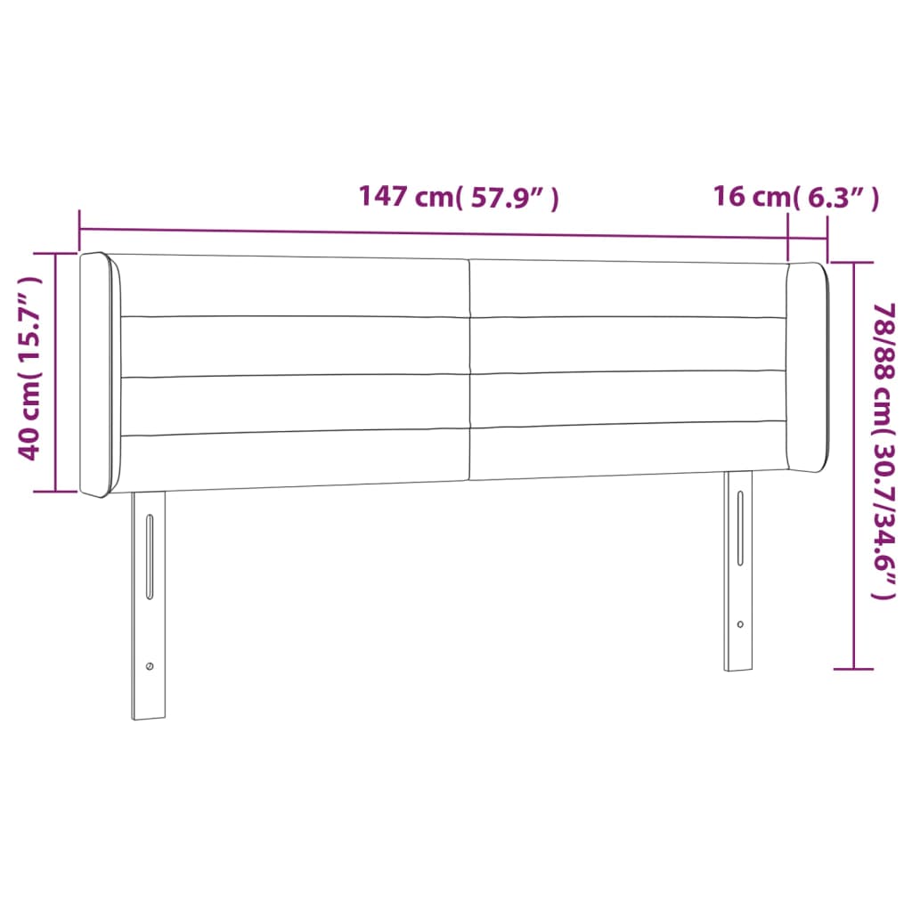 vidaXL Cabecero con LED de terciopelo gris oscuro 147x16x78/88 cm