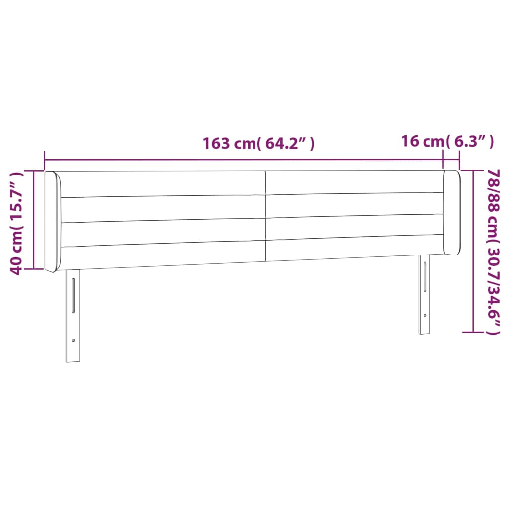 vidaXL Cabecero con LED de terciopelo gris claro 163x16x78/88 cm