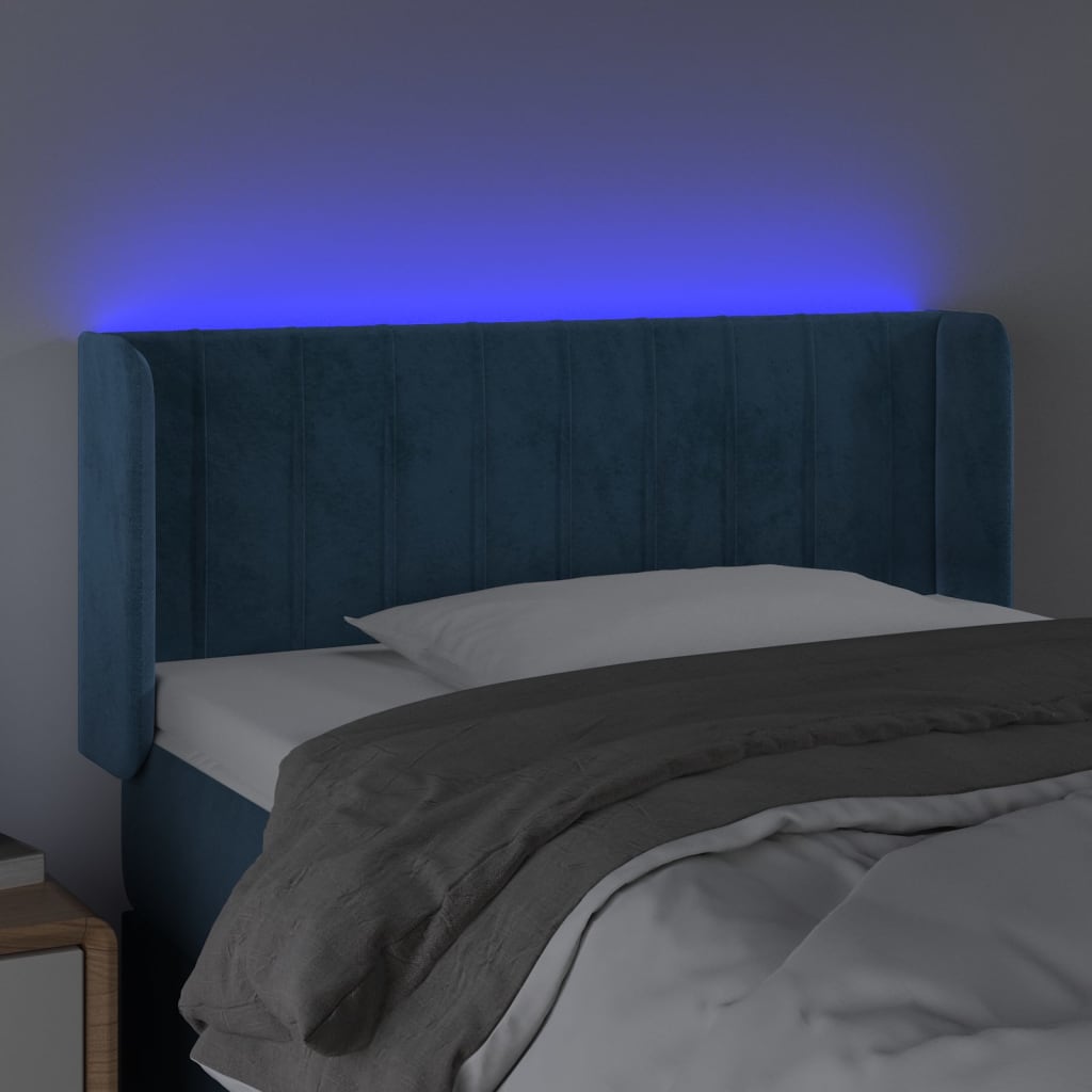 vidaXL Cabecero con LED de terciopelo azul oscuro 83x16x78/88 cm