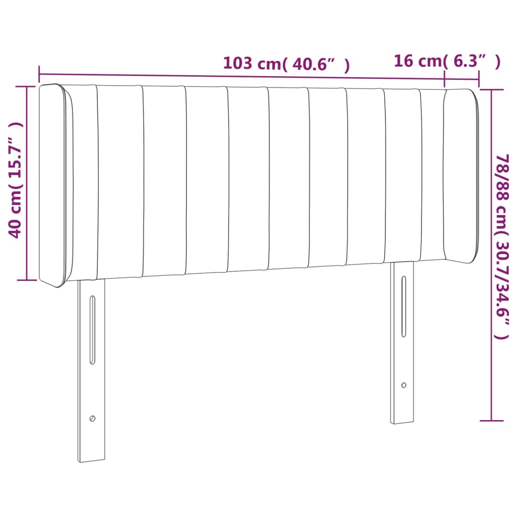 vidaXL Cabecero con LED de terciopelo negro 103x16x78/88 cm