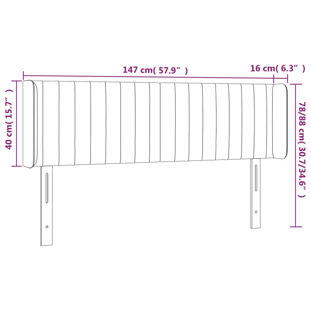 vidaXL Cabecero con LED de terciopelo gris oscuro 147x16x78/88 cm