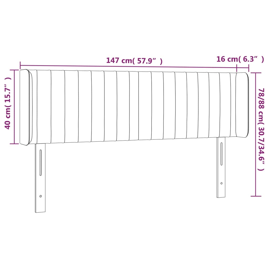 vidaXL Cabecero con LED de terciopelo azul oscuro 147x16x78/88 cm