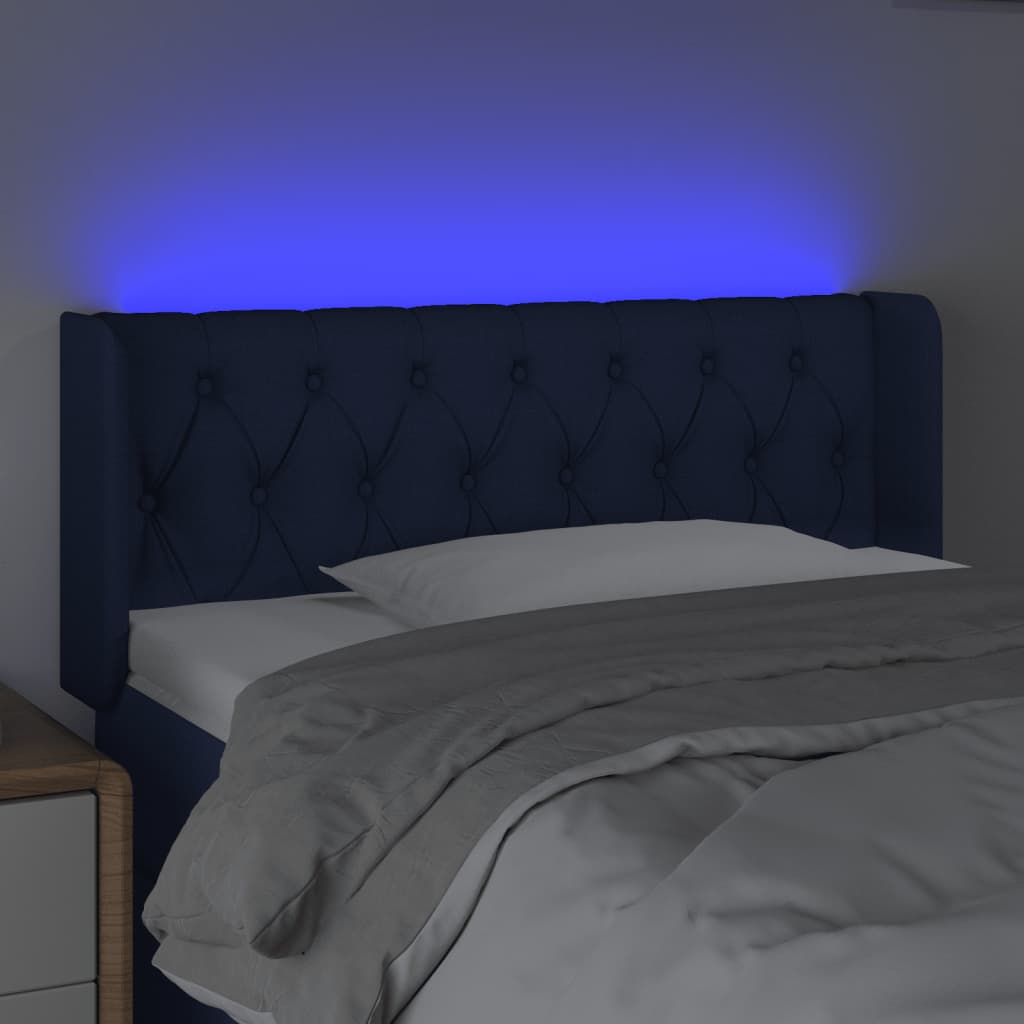 vidaXL Cabecero con LED de tela azul 93x16x78/88 cm