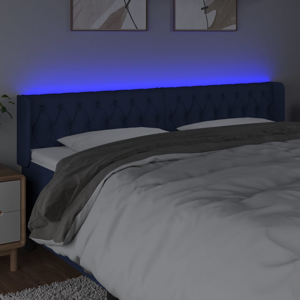 vidaXL Cabecero con LED de tela azul 183x16x78/88 cm