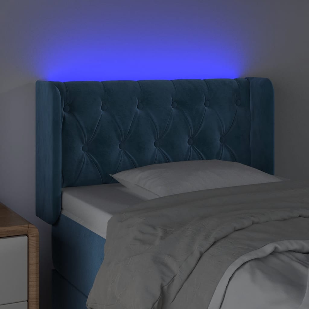 vidaXL Cabecero con LED de terciopelo azul oscuro 83x16x78/88 cm