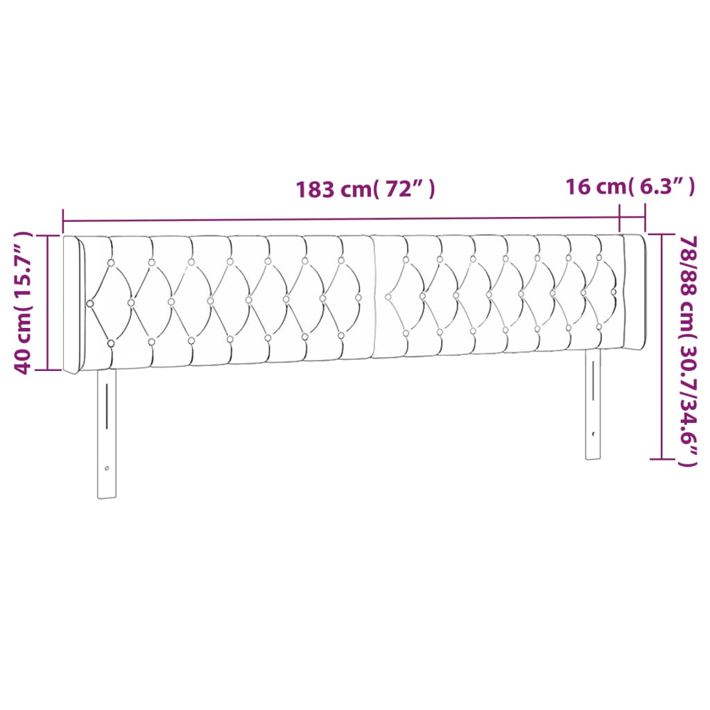 vidaXL Cabecero con LED de terciopelo azul oscuro 183x16x78/88 cm