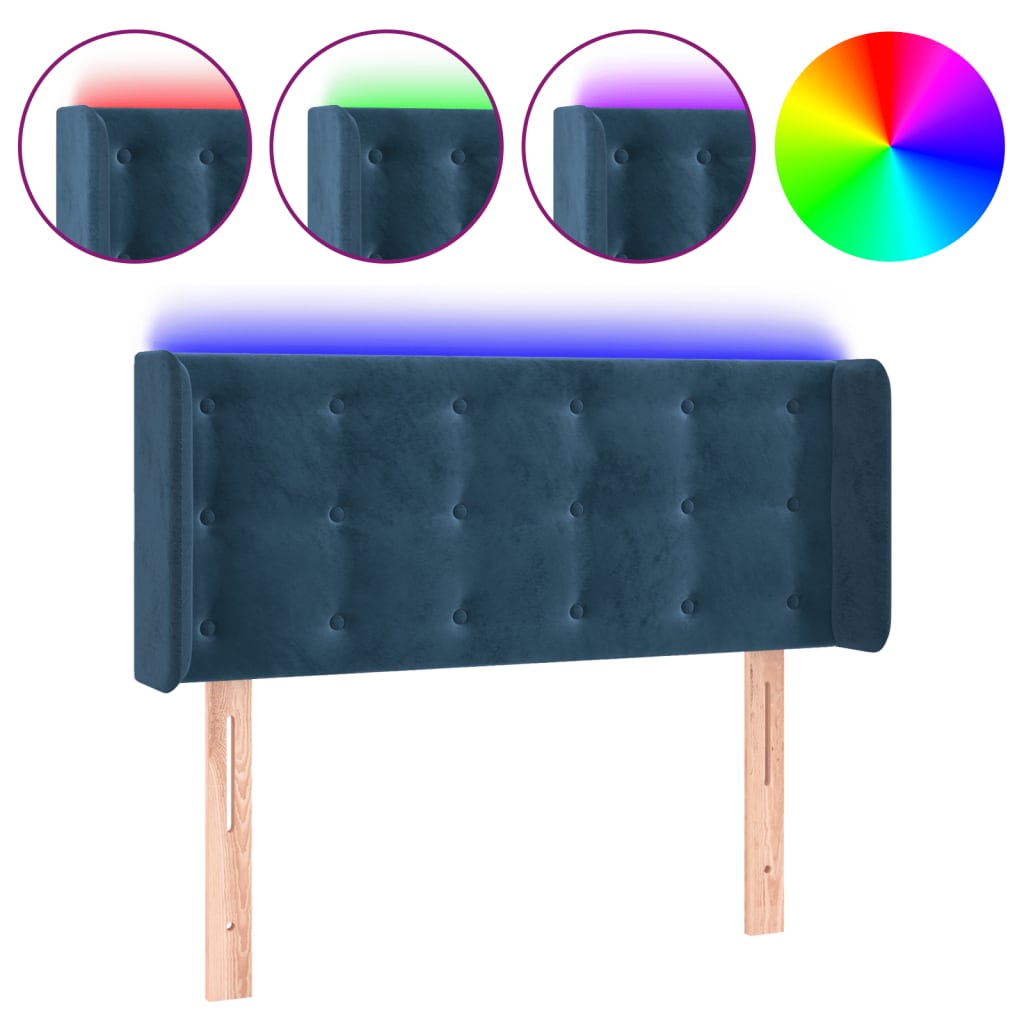 vidaXL Cabecero con LED de terciopelo azul oscuro 83x16x78/88 cm