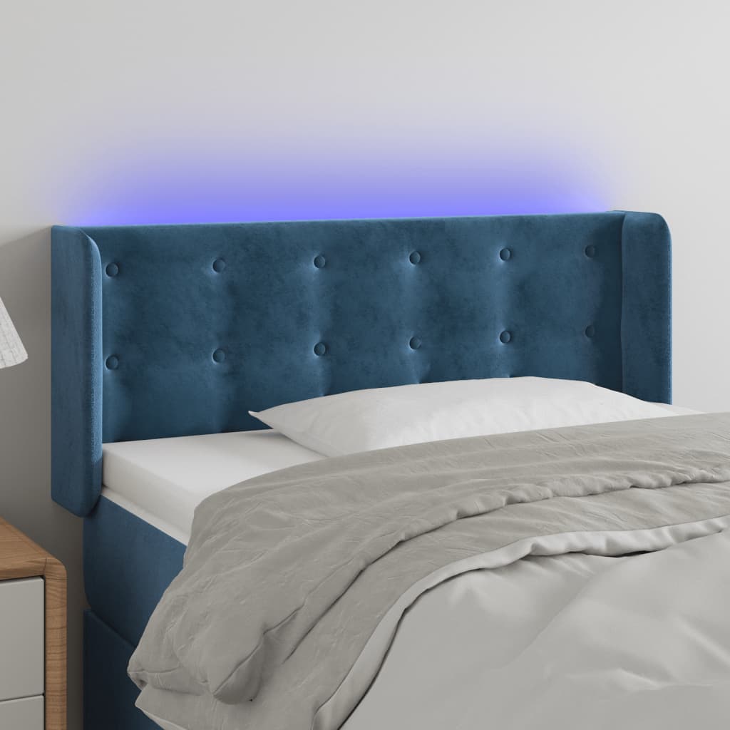 vidaXL Cabecero con LED de terciopelo azul oscuro 83x16x78/88 cm