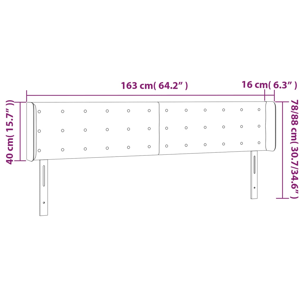 vidaXL Cabecero con LED de terciopelo gris claro 163x16x78/88 cm