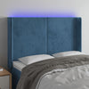 vidaXL Cabecero con LED de terciopelo azul oscuro 147x16x118/128 cm