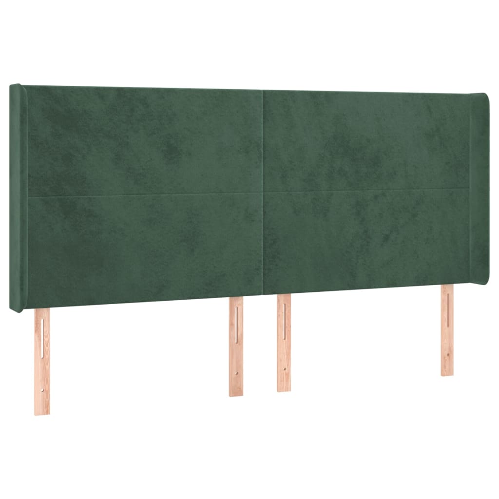 vidaXL Cabecero con LED de terciopelo verde oscuro 203x16x118/128 cm