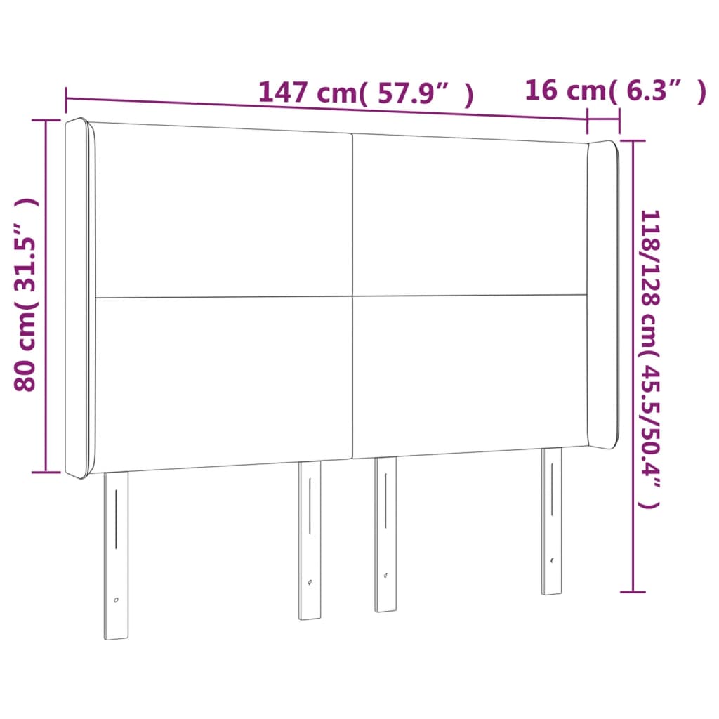 vidaXL Cabecero con LED cuero sintético negro 147x16x118/128 cm