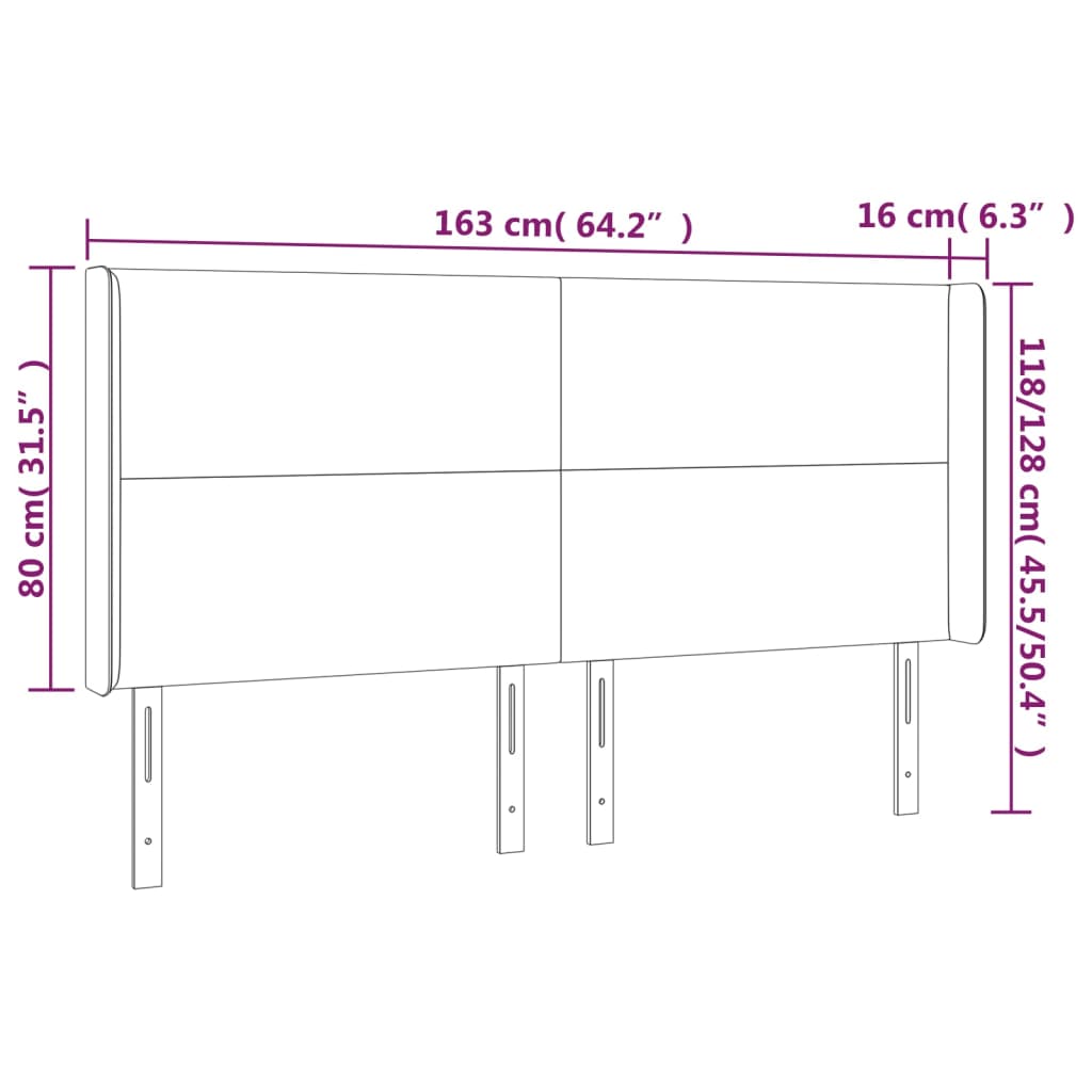 vidaXL Cabecero con LED cuero sintético capuchino 163x16x118/128cm