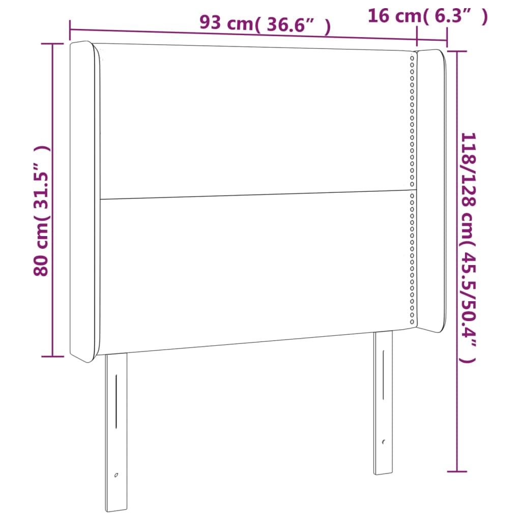 vidaXL Cabecero con LED de terciopelo verde oscuro 93x16x118/128 cm