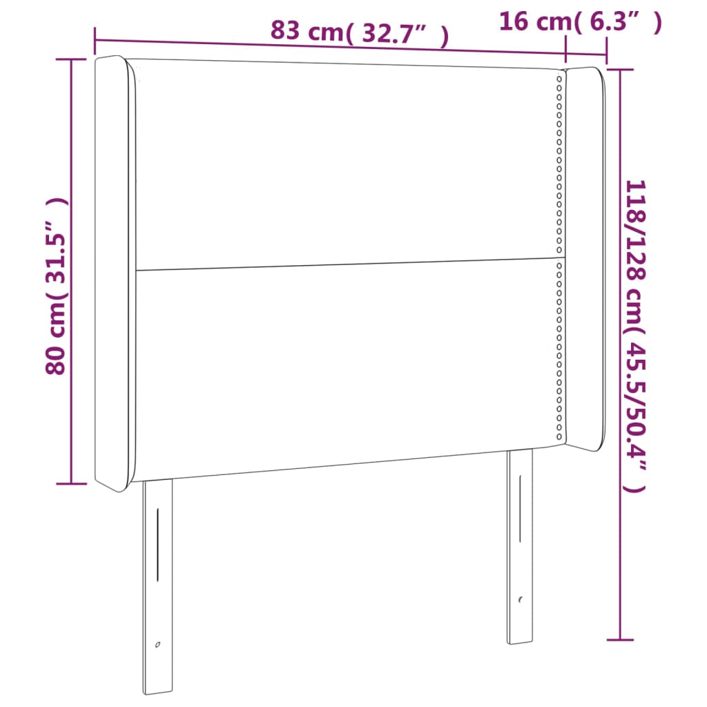 vidaXL Cabecero con LED cuero sintético color crema 83x16x118/128 cm