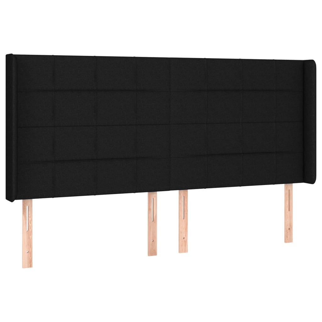 vidaXL Cabecero con LED de tela negro 163x16x118/128 cm