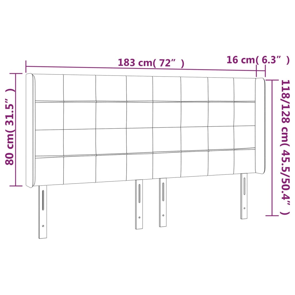 vidaXL Cabecero con LED de tela azul 183x16x118/128 cm