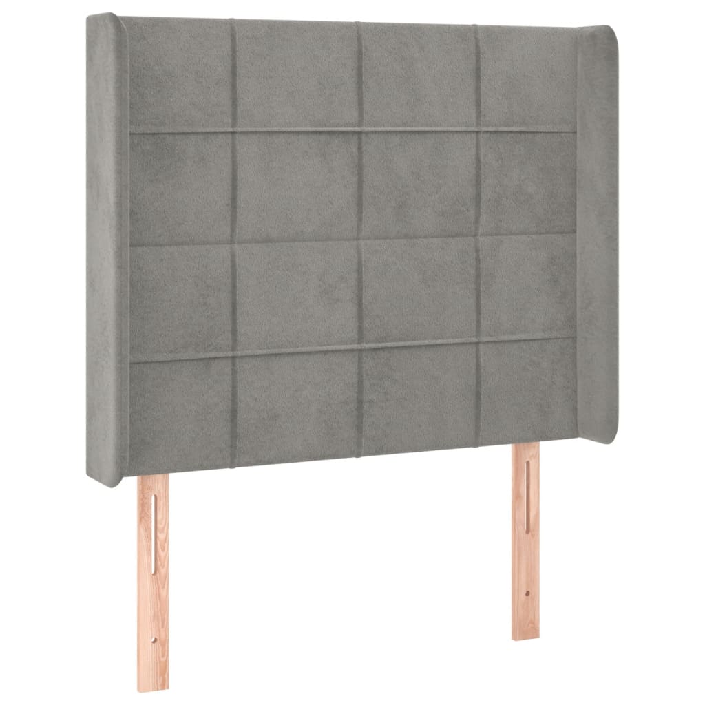 vidaXL Cabecero con LED de terciopelo gris claro 83x16x118/128 cm