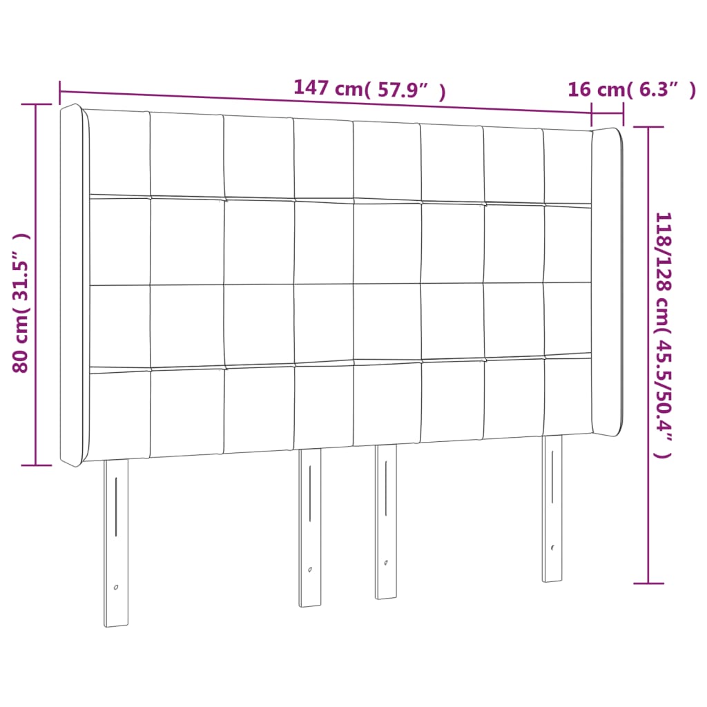 vidaXL Cabecero con LED de terciopelo azul oscuro 147x16x118/128 cm