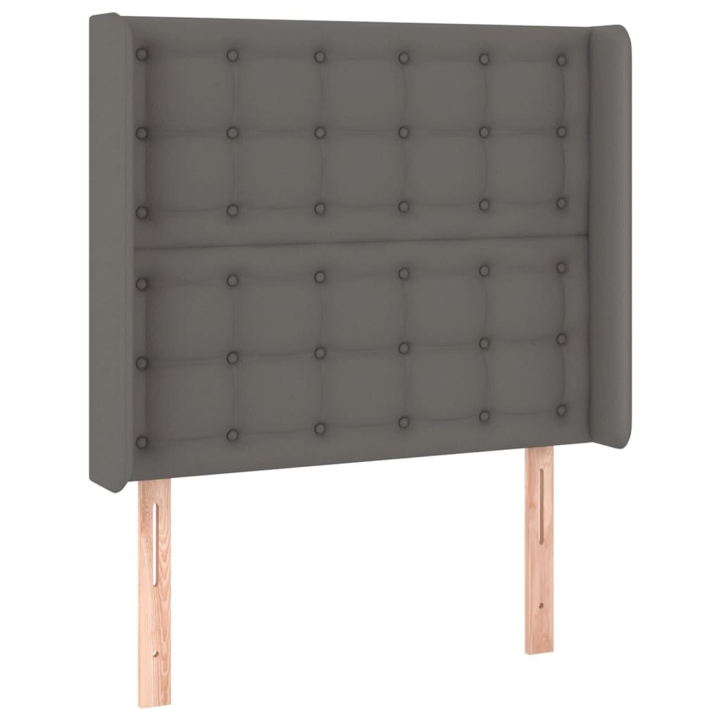 vidaXL Cabecero con LED cuero sintético gris 103x16x118/128cm