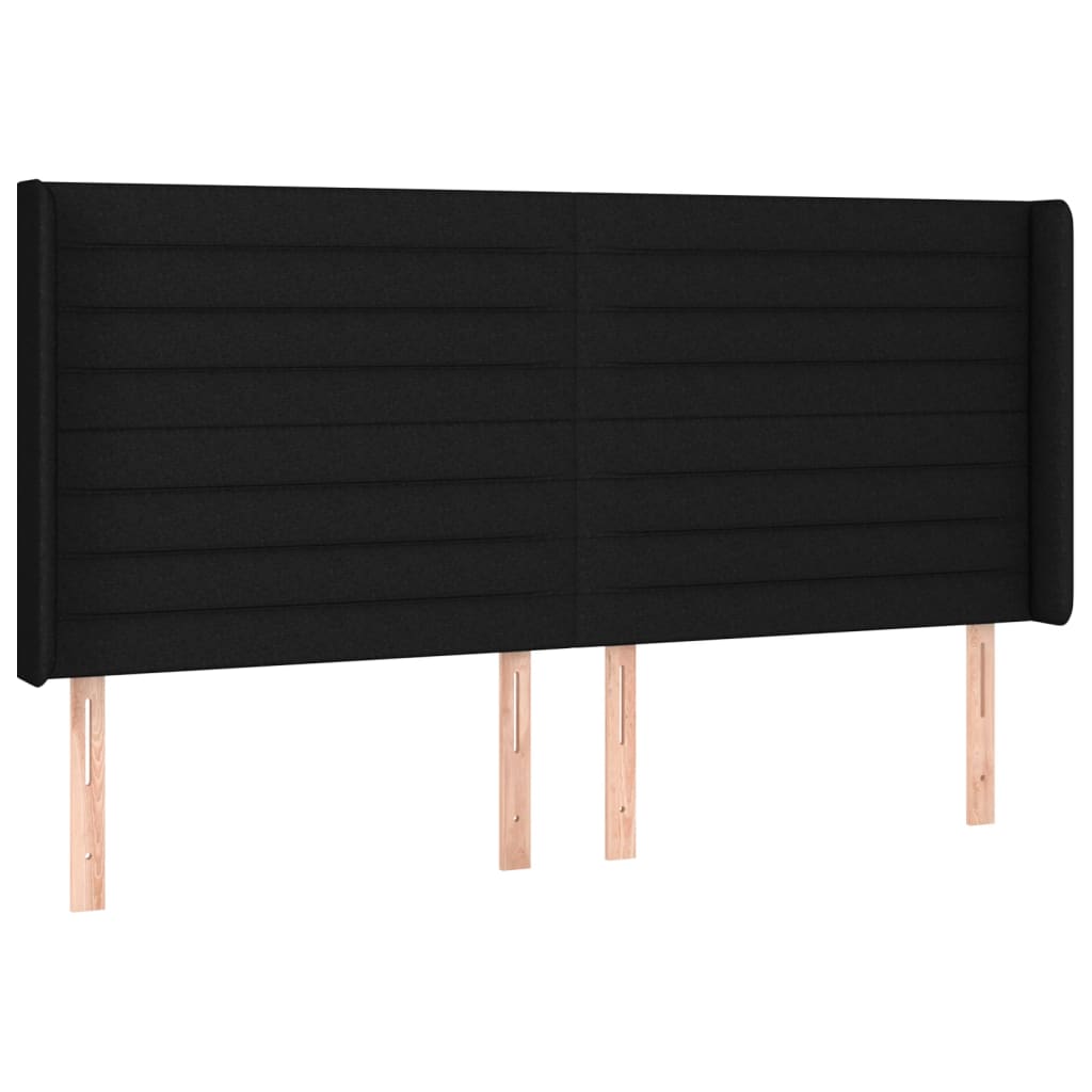 vidaXL Cabecero con LED de tela negro 163x16x118/128 cm