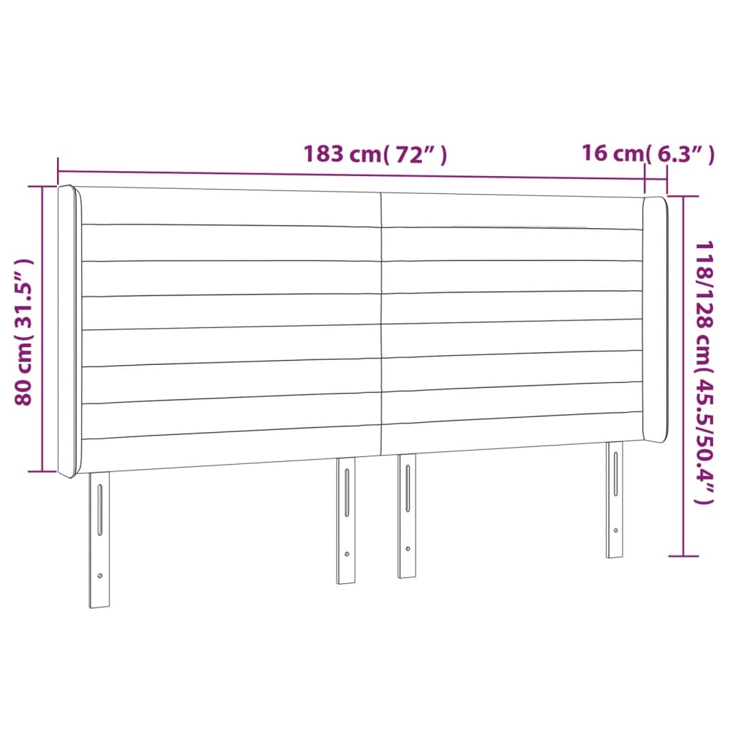 vidaXL Cabecero con LED de tela marrón oscuro 183x16x118/128 cm