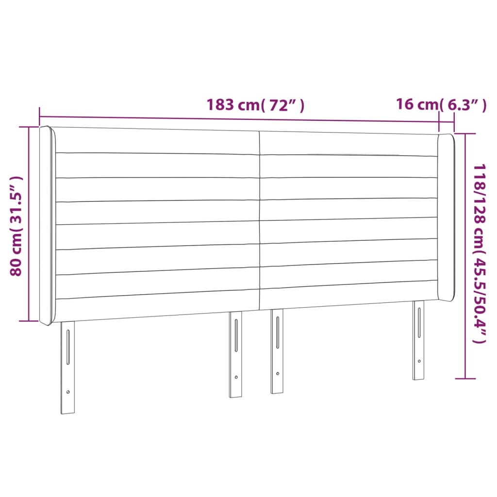 vidaXL Cabecero con LED de tela color crema 183x16x118/128 cm