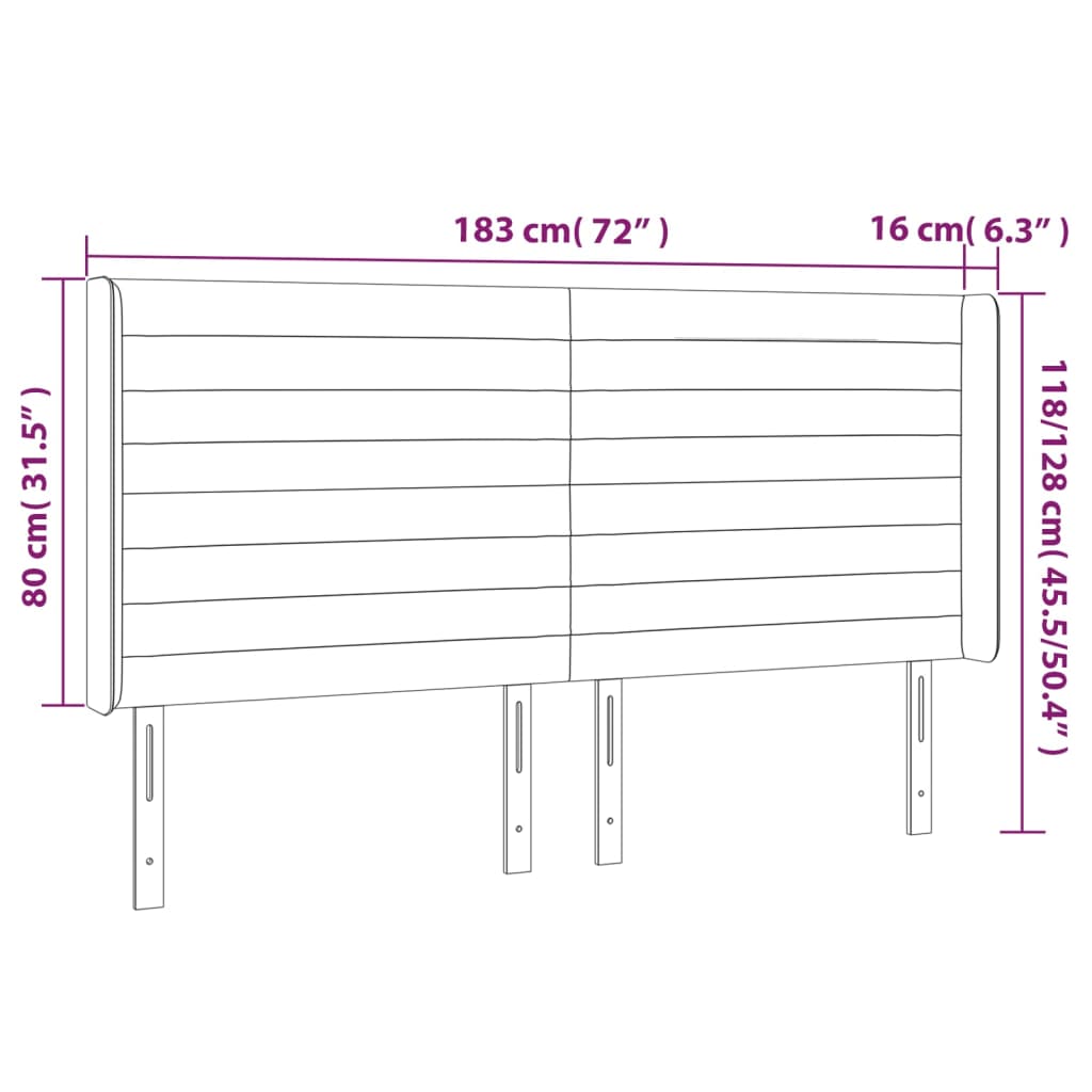 vidaXL Cabecero con LED de tela azul 183x16x118/128 cm