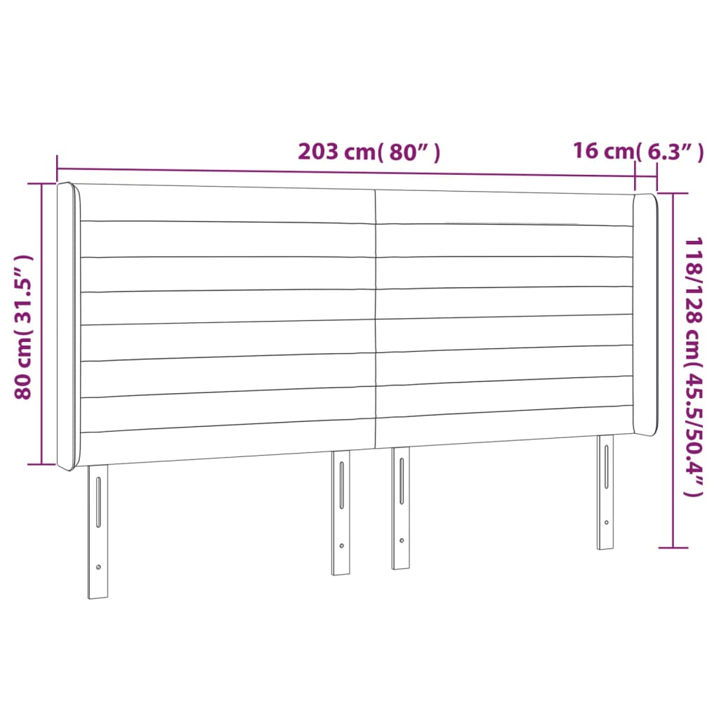 vidaXL Cabecero con LED de tela azul 203x16x118/128 cm