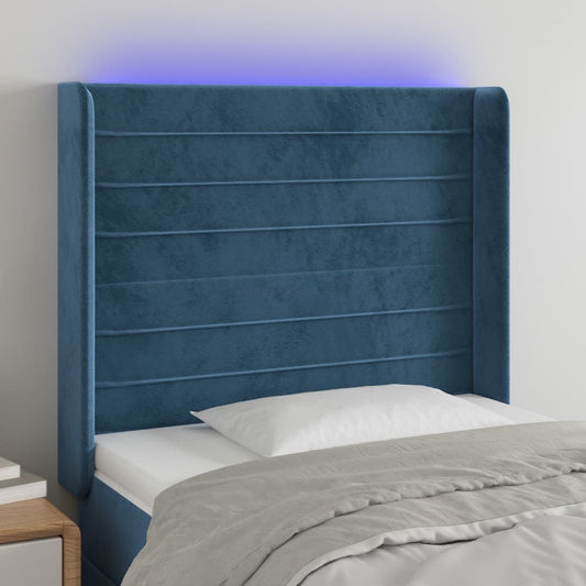 vidaXL Cabecero con LED de terciopelo azul oscuro 83x16x118/128 cm