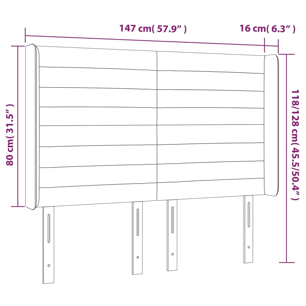 vidaXL Cabecero con LED de terciopelo gris oscuro 147x16x118/128 cm